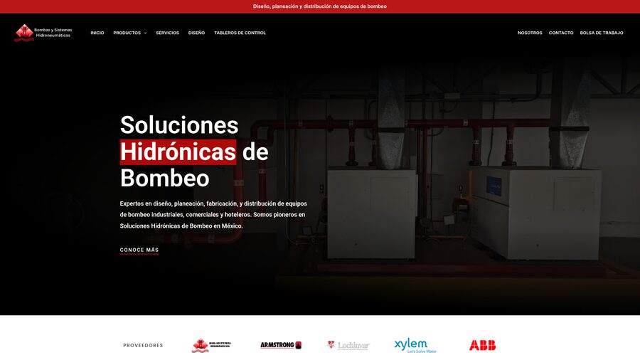 Vista de proyecto web — Equipos de bombeo hidroneumático