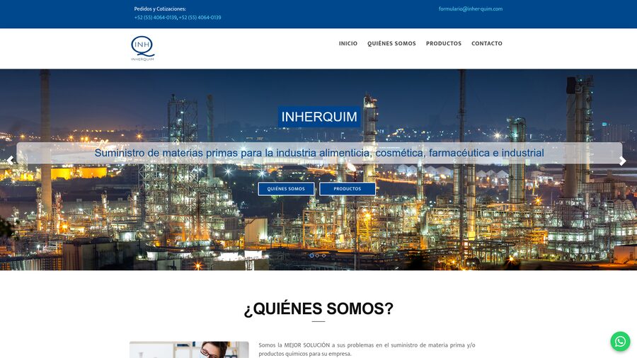 Vista de proyecto web — Materias primas para la industria