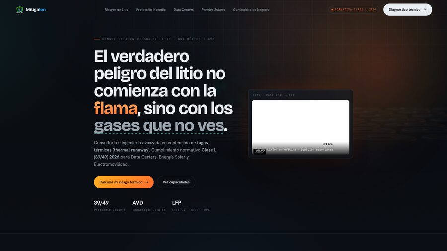 Vista de proyecto web — Consultoría en riesgo de litio