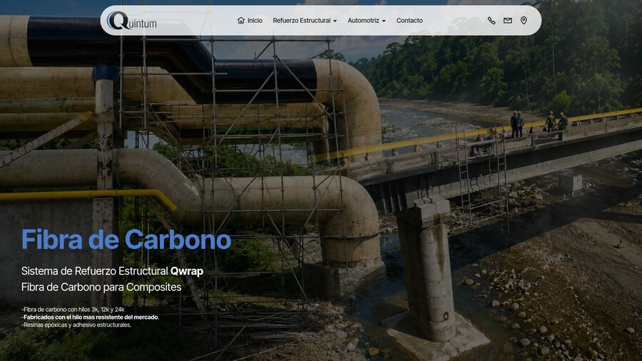 Vista de proyecto web — Refuerzo estructural en fibra de carbono