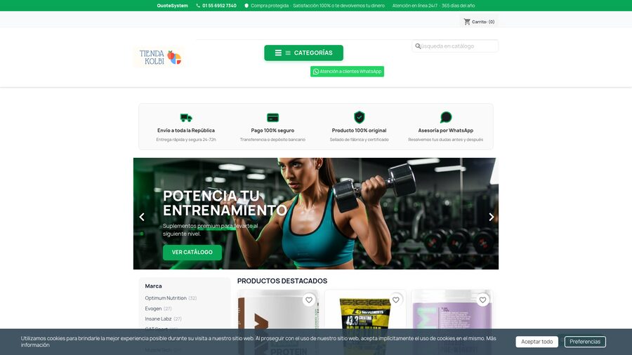 Vista de proyecto web — Suplementos deportivos